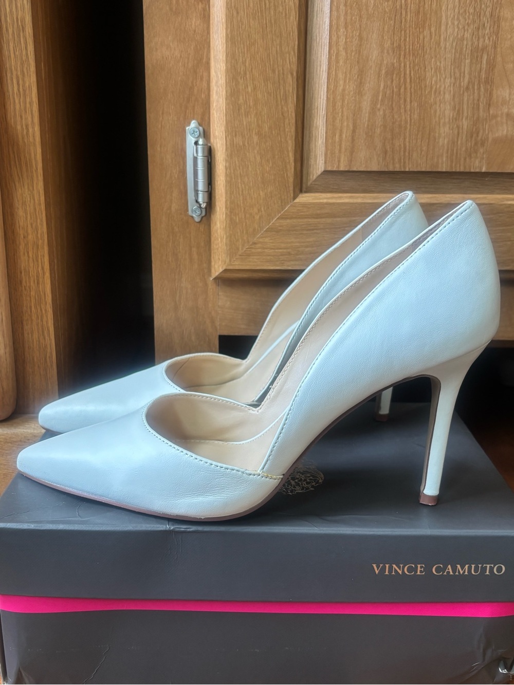Vince Camuto Milk White Pointed-Toe Leather Pumps - Picture 2 of 7